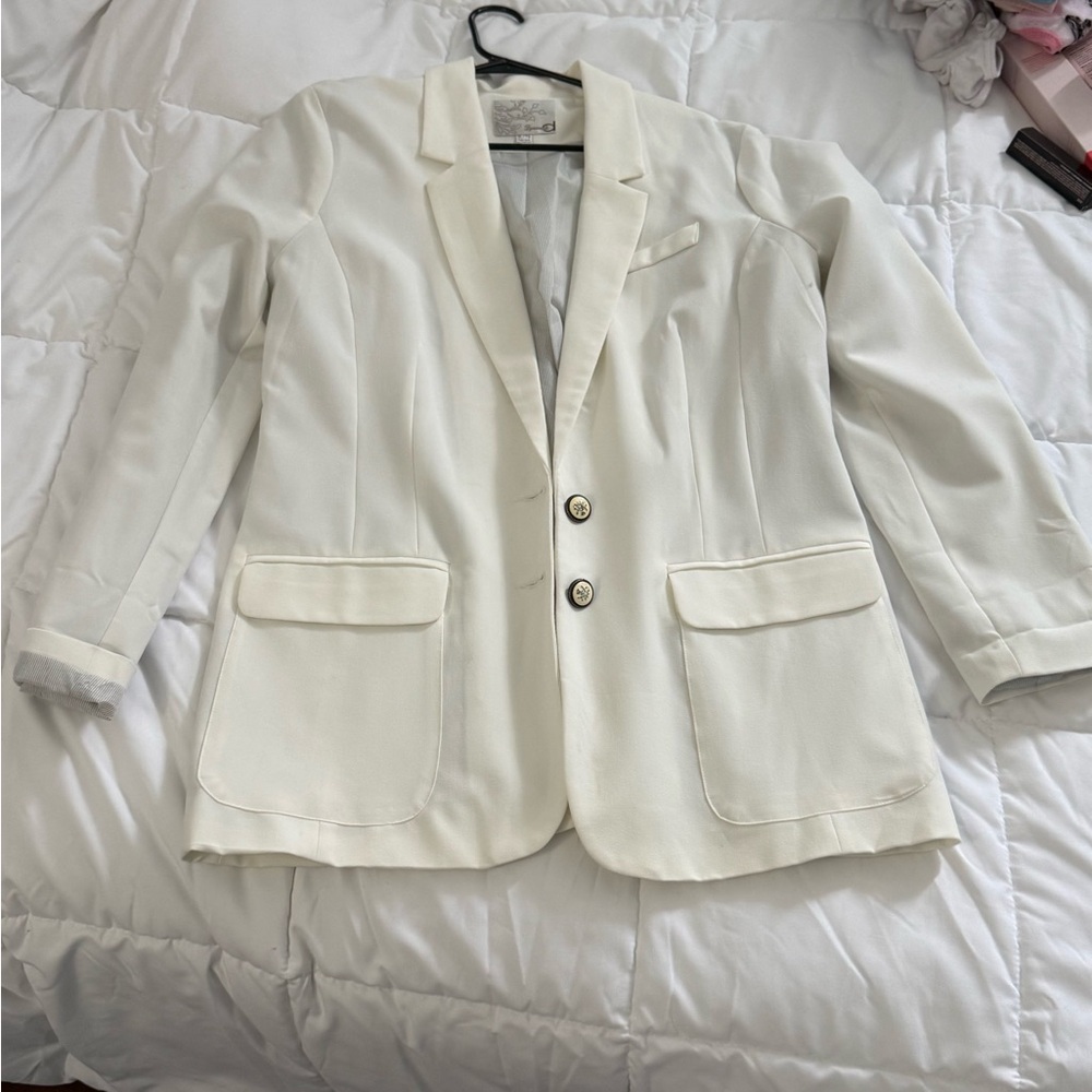 White Blazer with Button Details